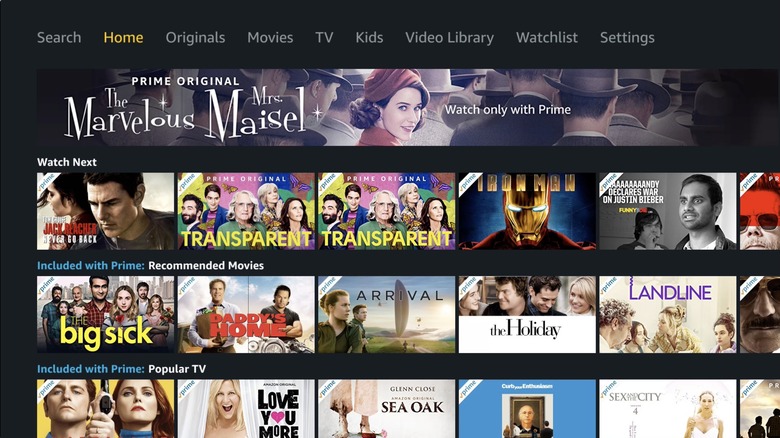 The Amazon Prime Video Homepage