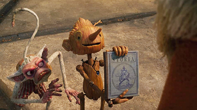 Spazzatura and Pinocchio in Guillermo del Toro's Pinocchio