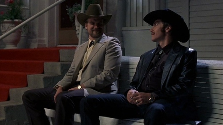 David Harbour and Jake Gyllenhaal in cowboy hats 