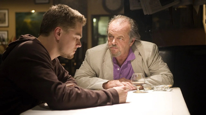 Leonard DiCaprio as Billy getting grilled by Jack Nicholson as Frank in The Departed