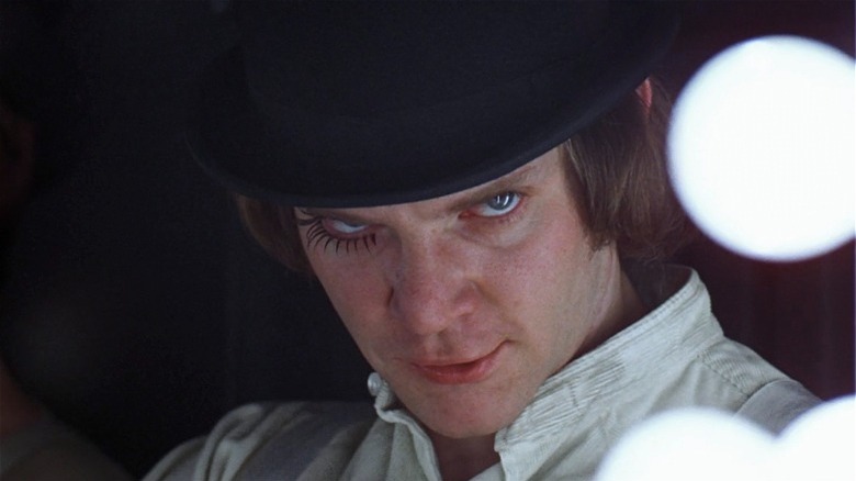 Malcolm McDowell looking menacingly