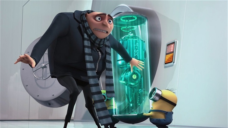 Gru looking scared near minion