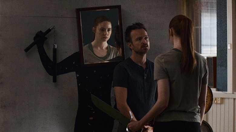 Karen Gillan and Aaron Paul in "Dual"