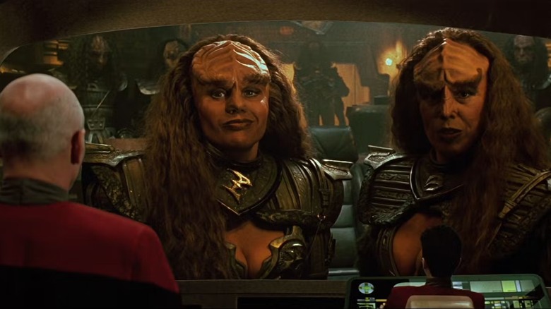 The Duras sisters speak with Picard in Star Trek: Generations