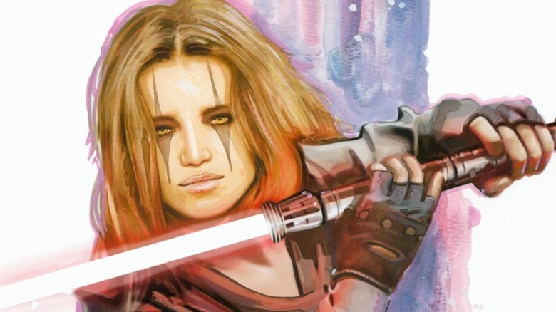 Darth Zannah Holds Double-Bladed Lightsaber