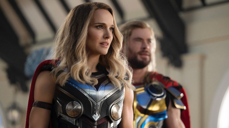 Natalie Portman and Christ Hemsworth in Thor: Love and Thunder