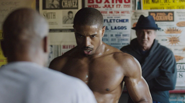 Michael B. Jordan as Adonis Creed and Sylvester Stallone as Rocky Balboa in Creed