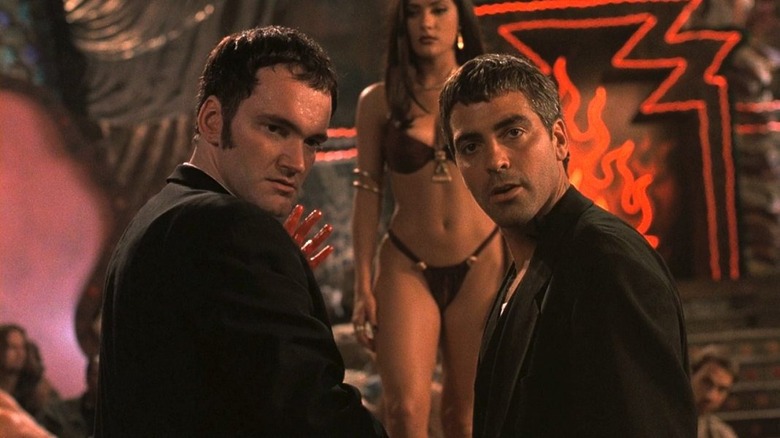 Quentin Tarantino, Salma Hayek, and George Clooney in From Dusk Till Dawn