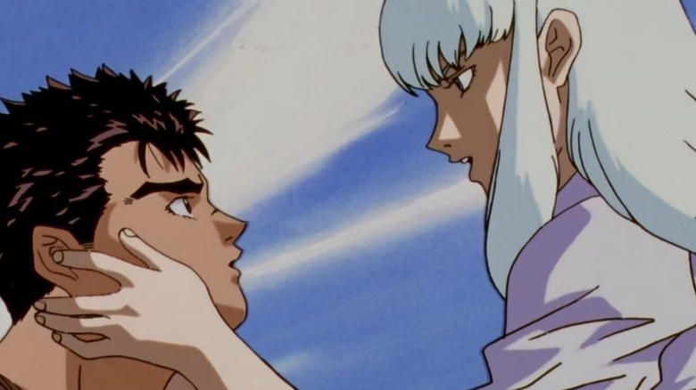 Berserk Griffith holding Guts