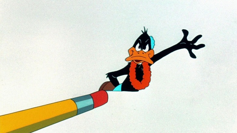 Daffy Duck being erased from existence by an eraser in Duck Amuck