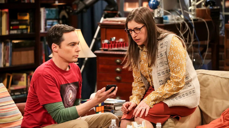 Sheldon and Amy on phone call Big Bang Theory