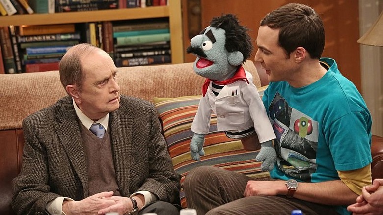 Arthur and Sheldon on couch with puppet big bang theory