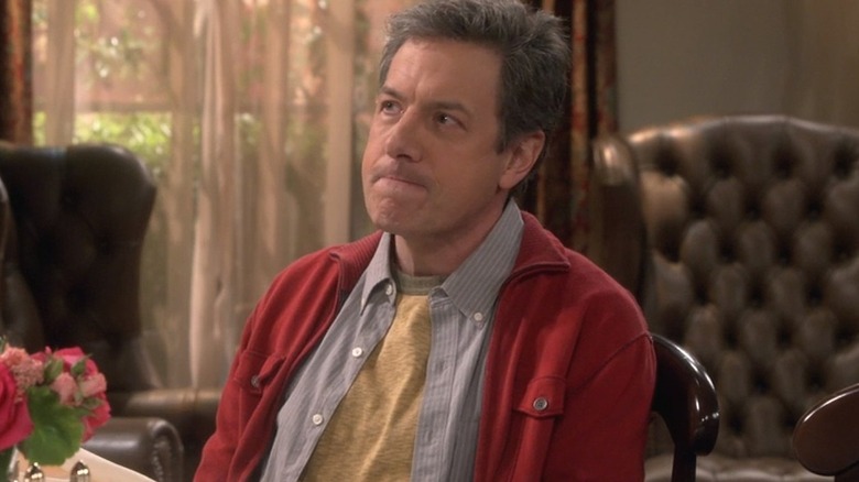 Barry with gray hair and a red sweater on The Big Bang Theory