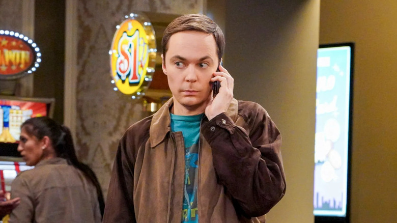 Sheldon on the phone at a casino on The Big Bang Theory