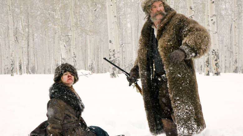 Jennifer Jason Leigh and Kurt Russell in The Hateful Eight