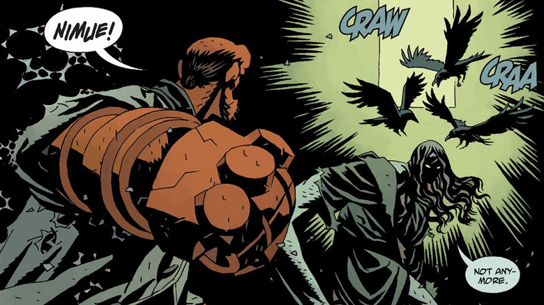 Hellboy about to face Nimue in The Storm and the Fury