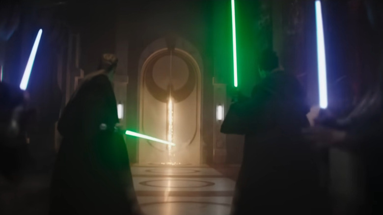 Jedi protecting Grogu from Order 66 (from the trailer)