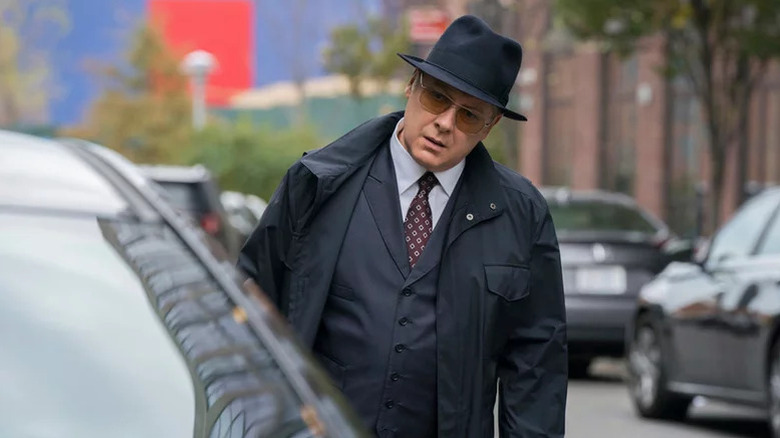 James Spadrer's Raymond Reddington wearing hat and sunglasses on The Blacklist