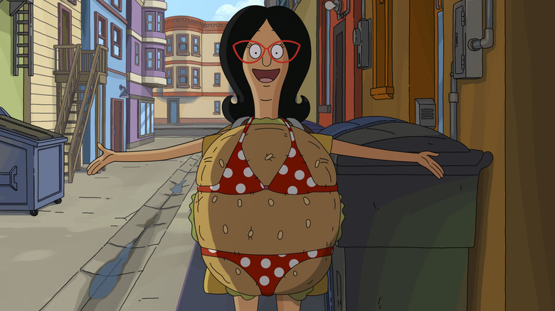 Linda Belcher sports a new and improved burger suit in "The Bob's Burgers Movie"