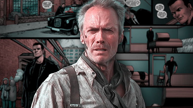 Clint Eastwood in Unforgiven and The Boys comic panels