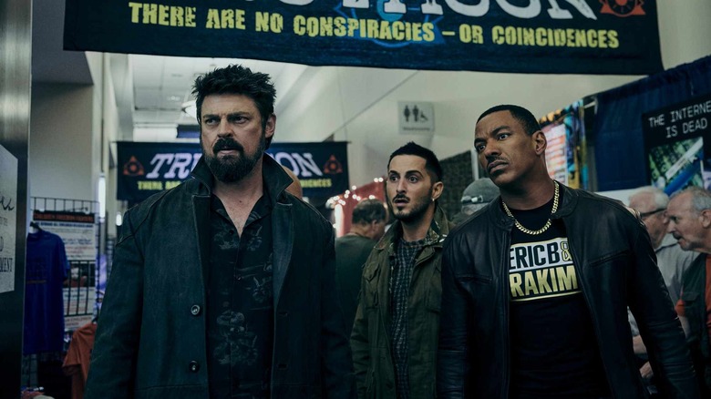 Karl Urban, Tomer Capone und Laz Alonso in „The Boys“.