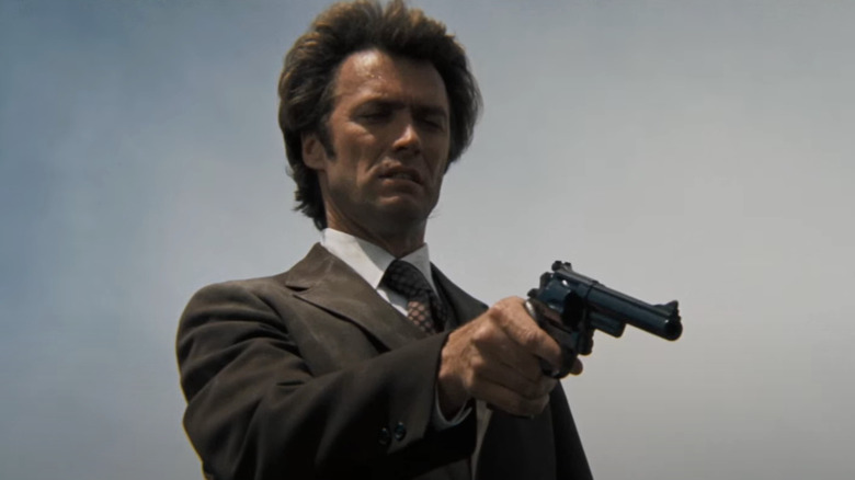 Clint Eastwood's Harry Callahan holds his famous Sith & Wesson pistol in Dirty Harry