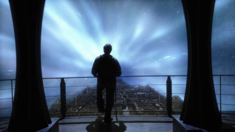 David Blue's Eli Wallace looks out from the observation deck of the Destiny ship in Stargate Universe