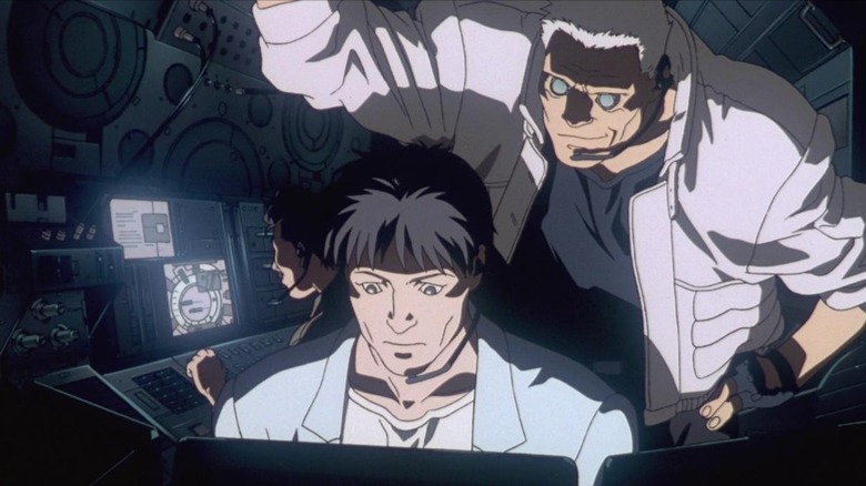 Batou and Togusa at computer in Ghost in the Shell