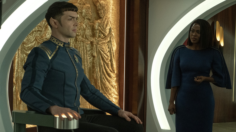 Ethan Peck and Yetide Badaki in Star Trek: Strange New Worlds