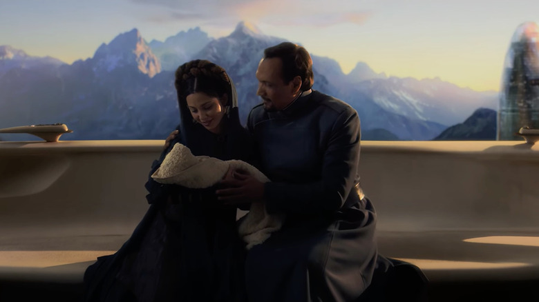 Bail and Breha Organa hold Leia in Revenge of the Sith