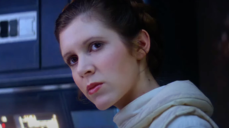 Leia next to a computer in The Empire Strikes Back