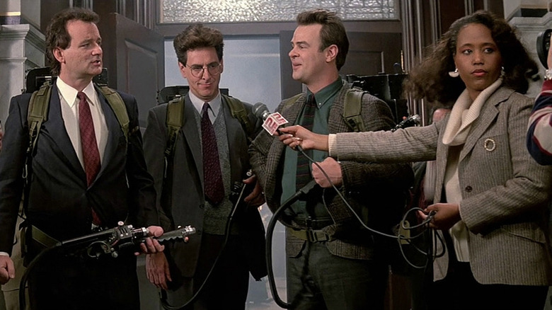 Venkman, Egon, and Ray in a courtroom in Ghostbusters II