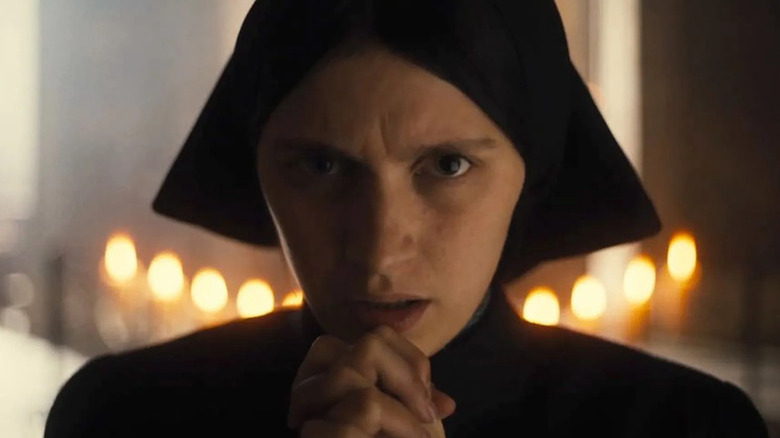 Sister Margaret holding her hands in prayer in The First Omen