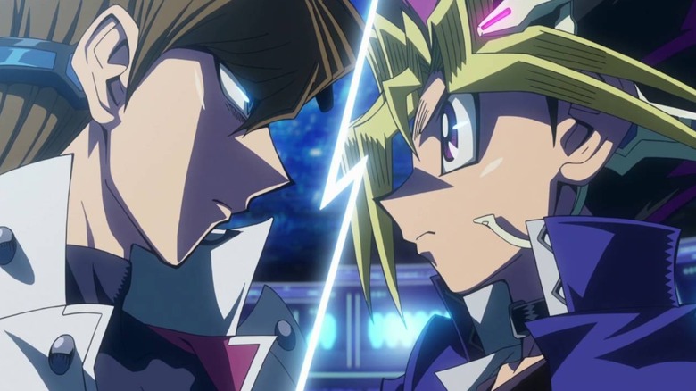 Yugi Moto dueling Seto Kaiba in Yu-Gi-Oh! The Dark Side of Dimensions