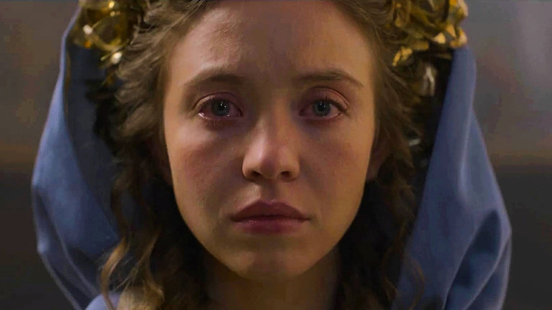 Sydney Sweeney dressed as the Virgin Mary in Immaculate