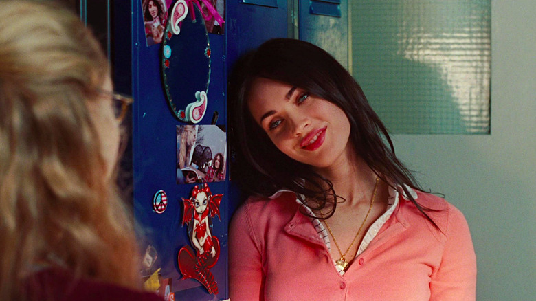 Megan Fox talks to Amanda Seyfriend by their lockers in Jennifer's Body