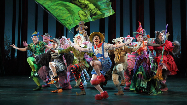 Pinocchio and the ensemble in Shrek the Musical