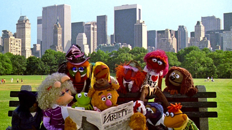 Fozzie reading a newspaper in The Muppets Take Manhattan