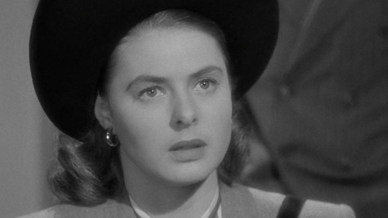 Ingrid Bergman as Alicia Huberman wearing a hat in Notorious