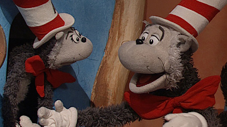 A Cat in the Hat puppet talking to another Cat in the Hat puppet from The Wubbulous World of Dr. Seuss