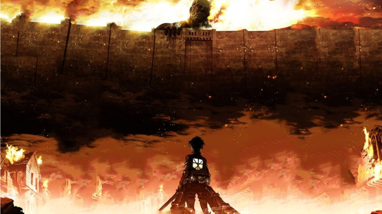  Trends International Attack on Titan - Fire Wall Poster,  22.375 x 34, Unframed Version: Posters & Prints