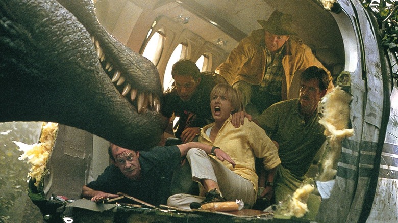 Tea Leoni, William H. Macy, and Sam Neill in Jurassic Park 3