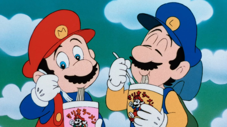 Super Mario Brothers The Great Mission to Rescue Princess Peach Mario and Luigi Eat Ramen