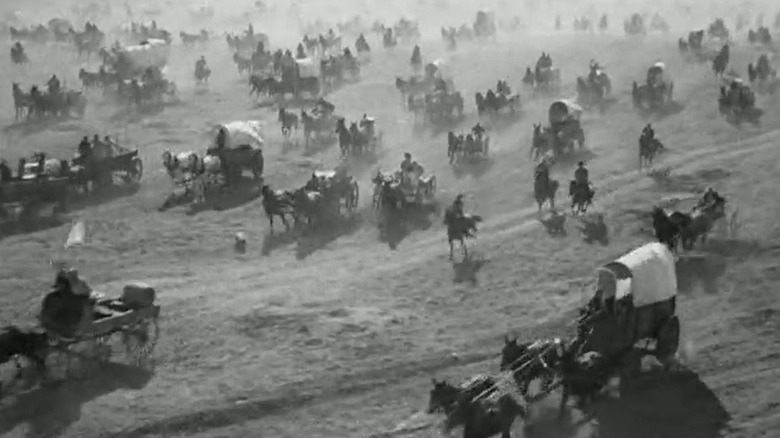 The 1889 Land Rush as depicted in the film "Cimarron."