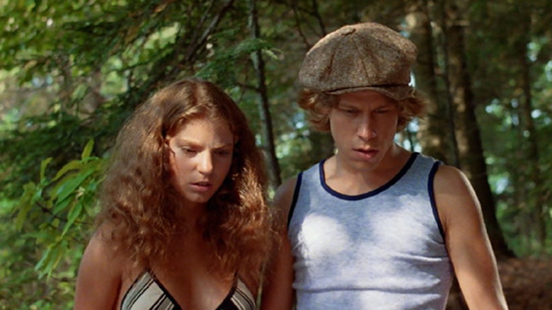 Sandra (Marta Kober) and Jeff (Bill Randolph) make a grisly discovery in Friday the 13th Part II