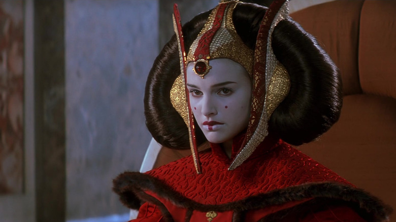 Queen Amidala looking somber in Star Wars: The Phantom Menace