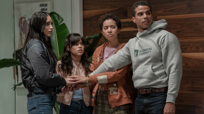 Melissa Barerra, Jenna Ortega, Jasmin Savoy-Brown, and Mason Gooding in Scream VI