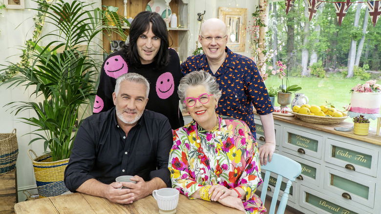 Matt Lucas, Prue Leith, Paul Hollywood, and Noel Fielding in The Great British Baking Show