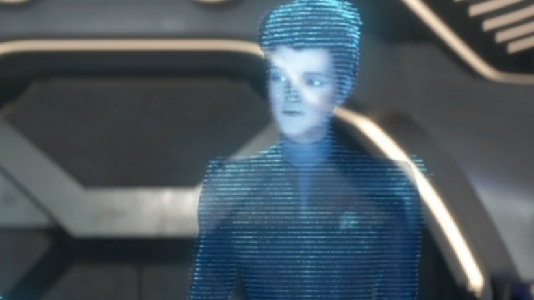 The holographic Janeway, as she appears in Prodigy.