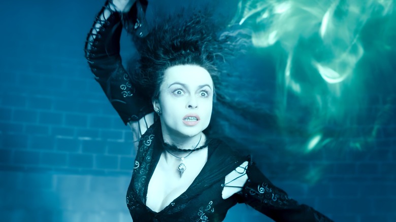 Bellatrix Lestrange casting a spell in Harry Potter and the Order of the Phoenix